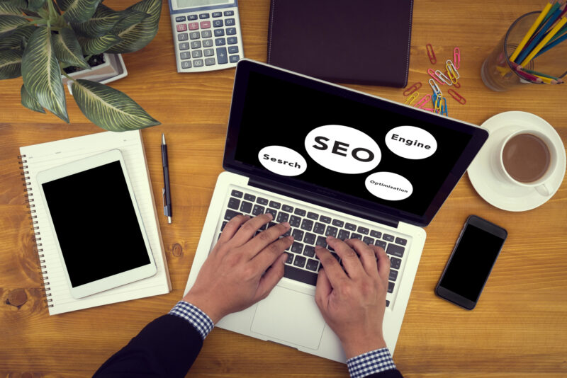 SEO writing, man creating seo strategy for content