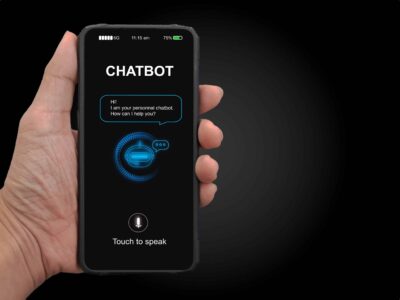 AI tools - mobile phone showing the use of a chatbot