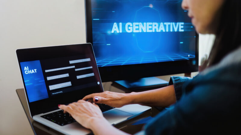 woman using generative AI for business